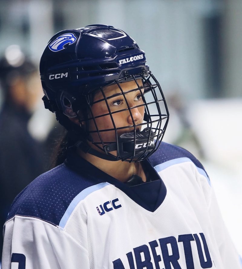 Kurtia Yetman in her hockey gear.